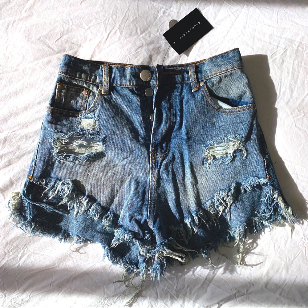 High waisted denim shorts